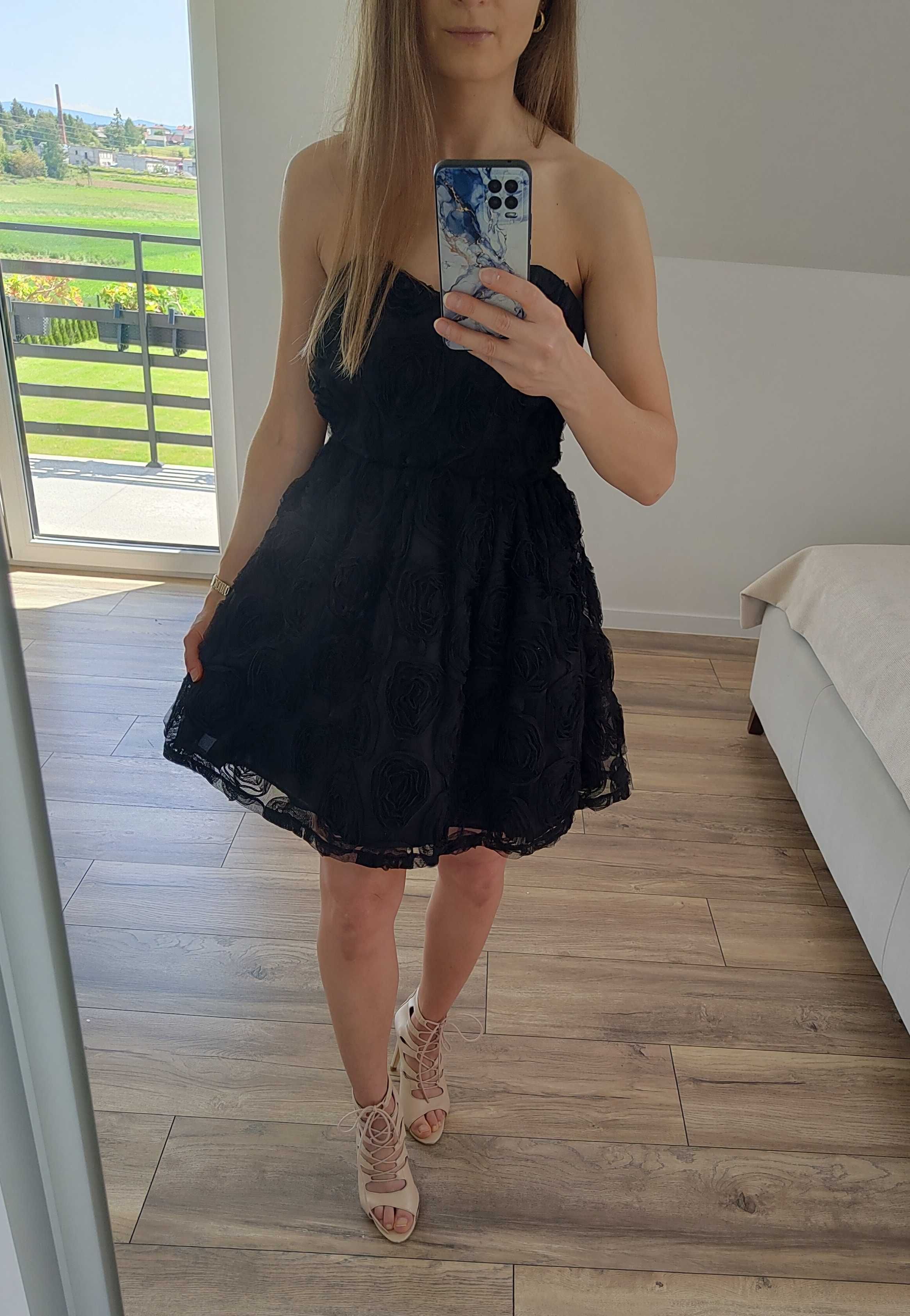 Sukienka gorsetowa Atmosphere Czarne róże Rose Black dress Wesele