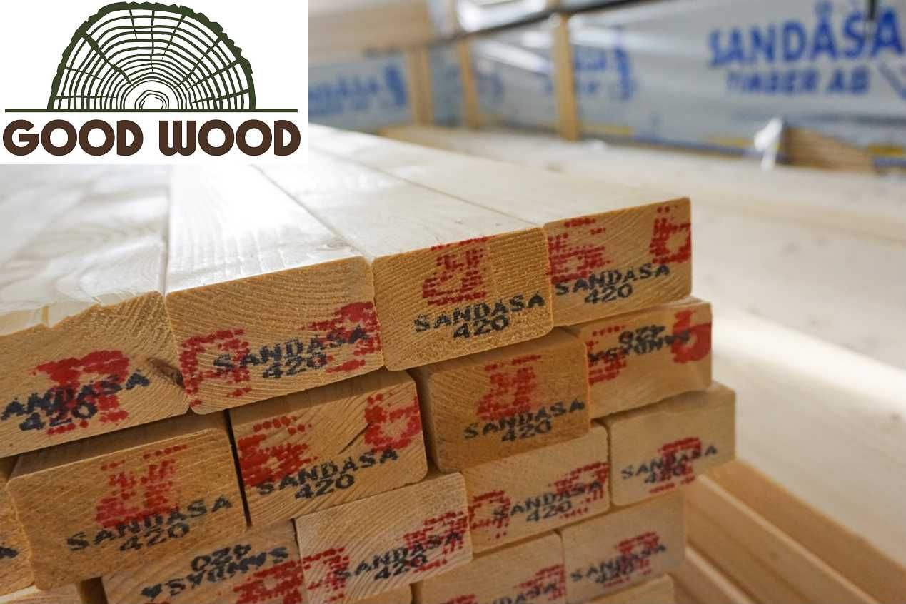 Drewno konstrukcyjne 45x95 mm C24 strugane kantówki więźba KVH BSH