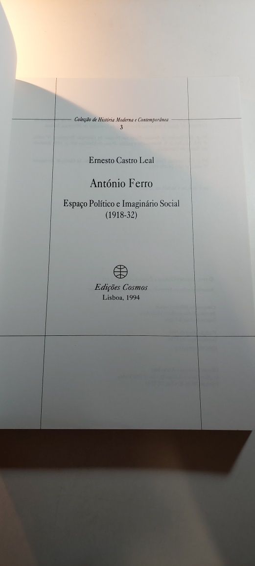 António Ferro, Espaço Político e Imaginário Social (1ª edição, 1994)