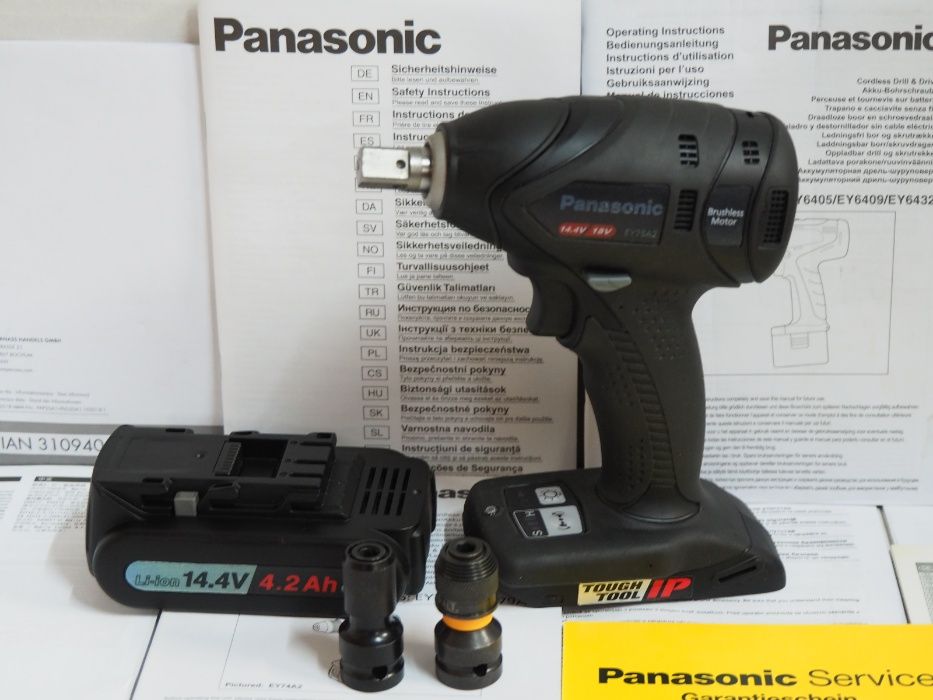 PANASONIC EY 75 A2 klucz udarowy bateria 14,4v 4,2ah -18v adapter bity