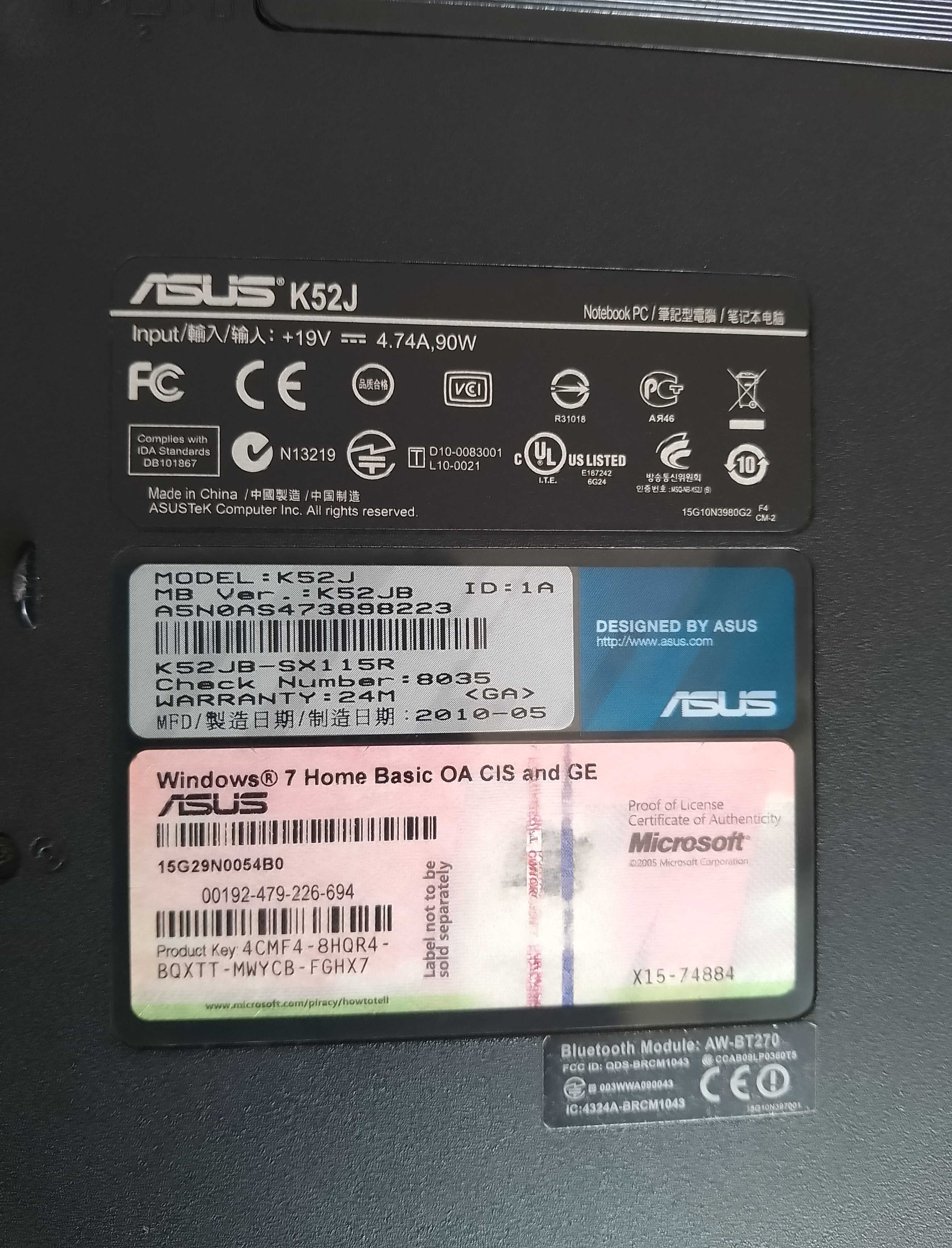Ноутбук asus K52J