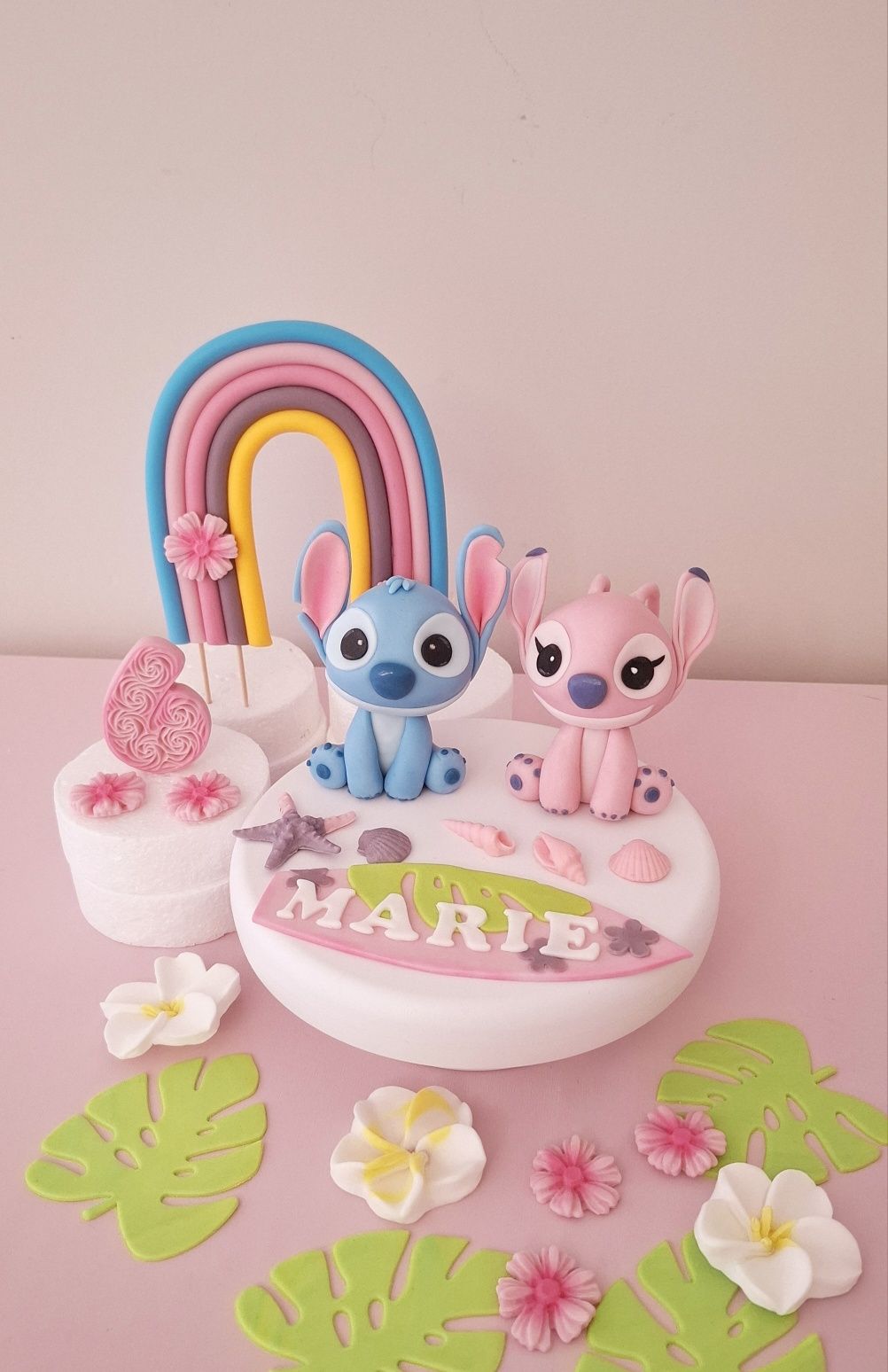 Stitch angel duży zestaw figurka z masy cukrowej na tort