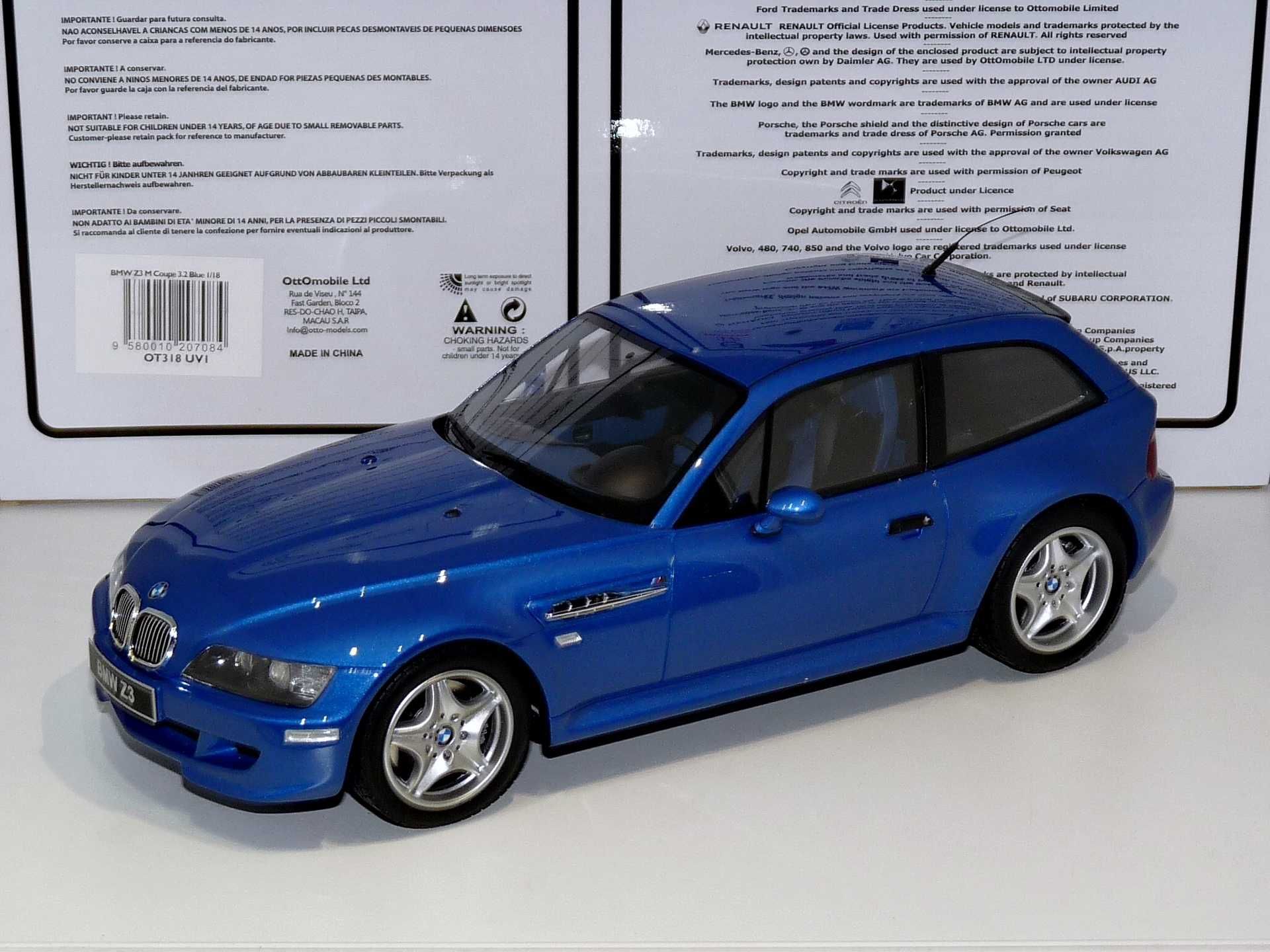 BMW Z3 M Coupe 3.2 Blue 1999 (OT318) OttO 1/18