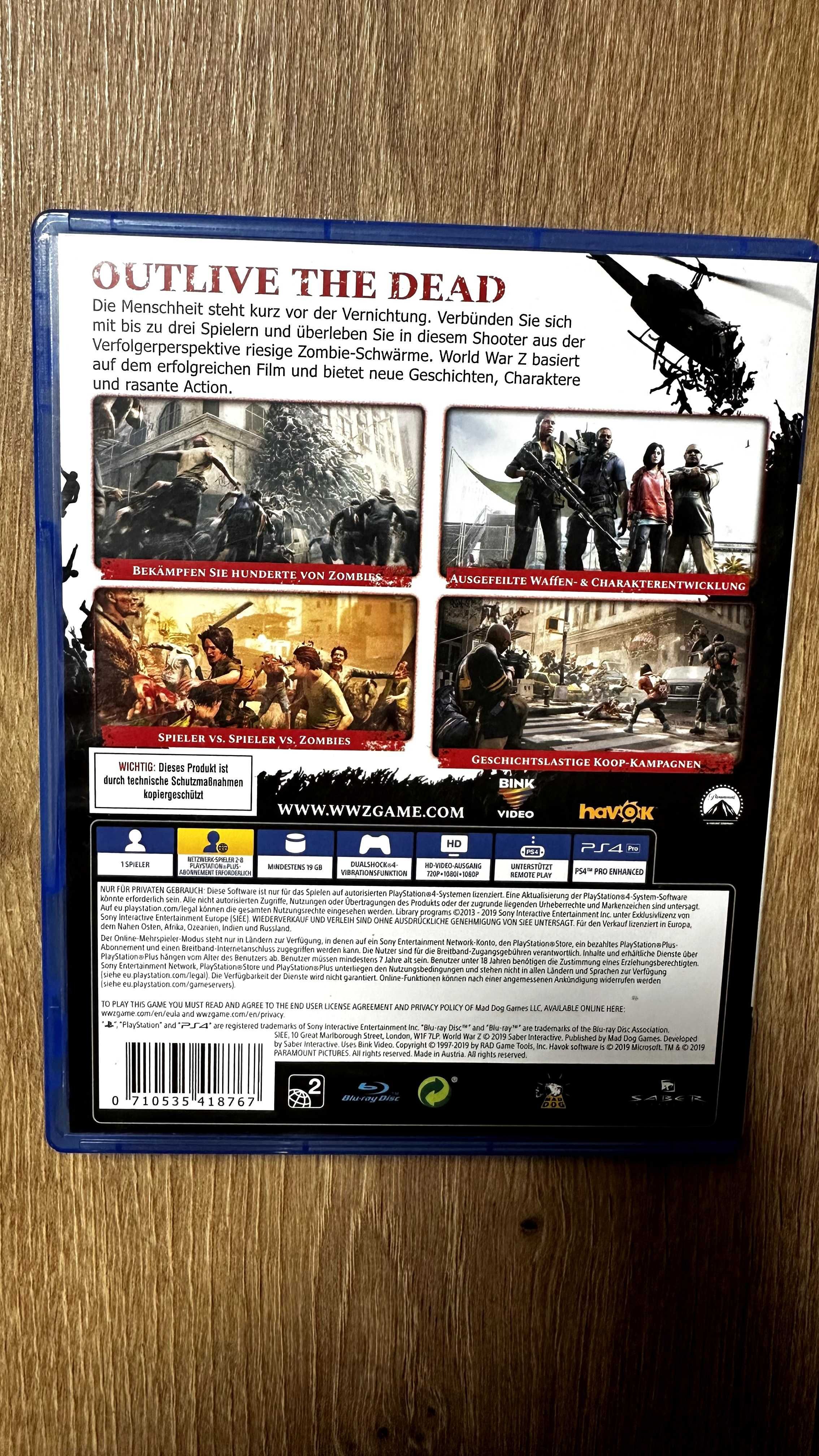 World War Z PS4 (ENG wersja, stan BDB)
