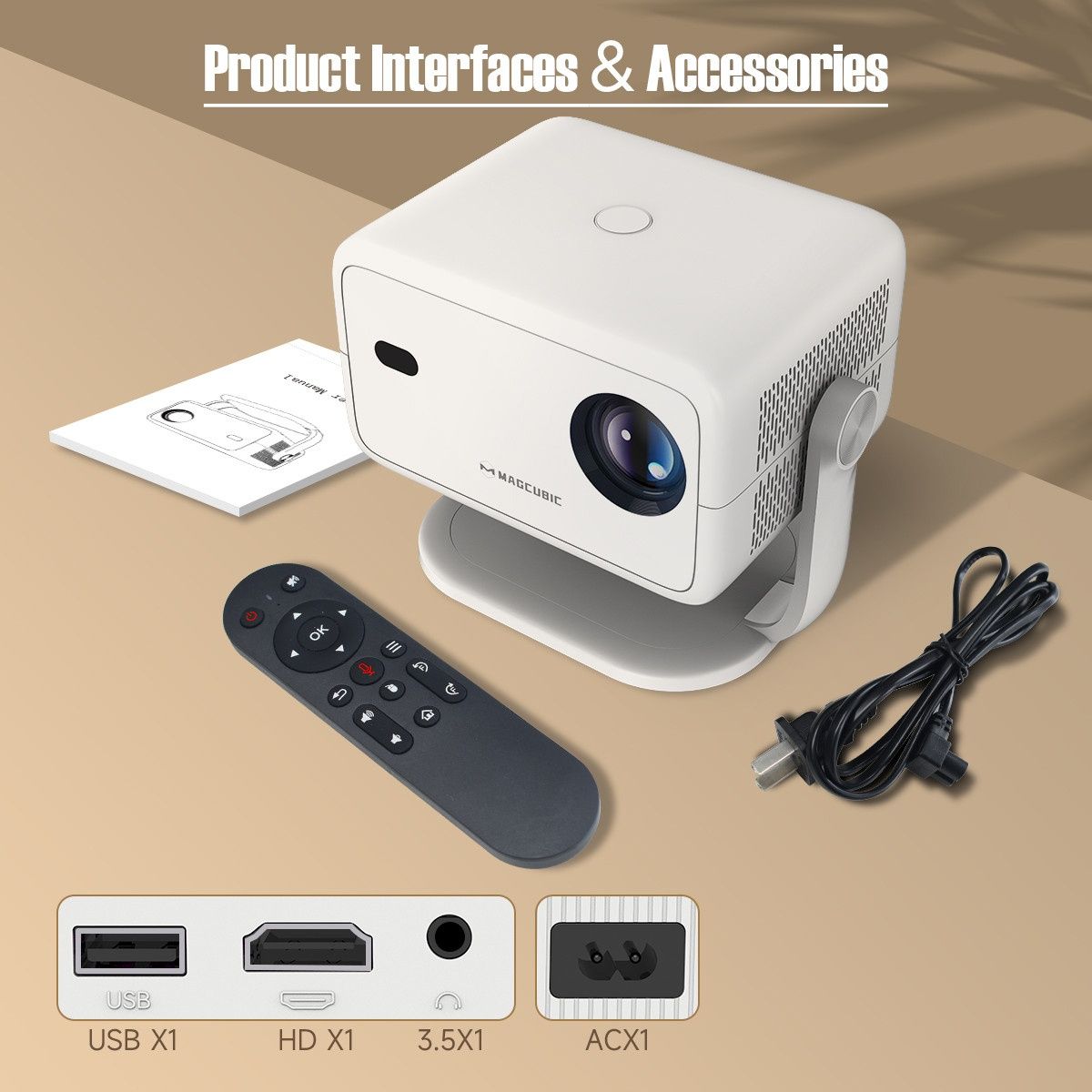 Проектор Magcubic L018, 1080P 650ANSI 4K Android 360° Автофокус Wifi6
