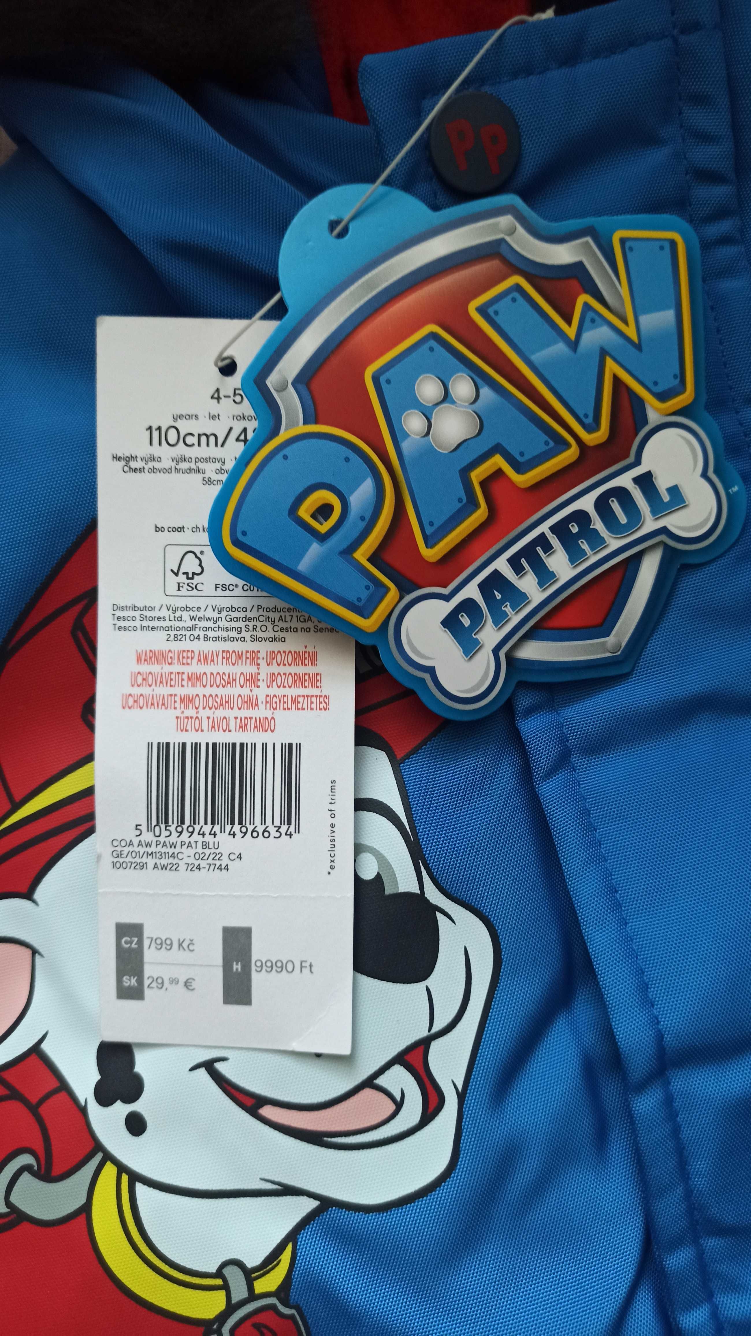 Kurtka zimowa chlopieca Psi patro Paw patrol 110 4-5 lat nowa
