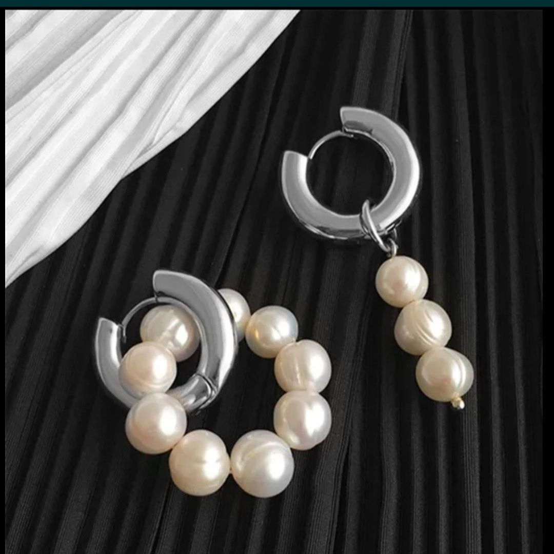 Kolczyki posrebrzane z perłami naturalnymi