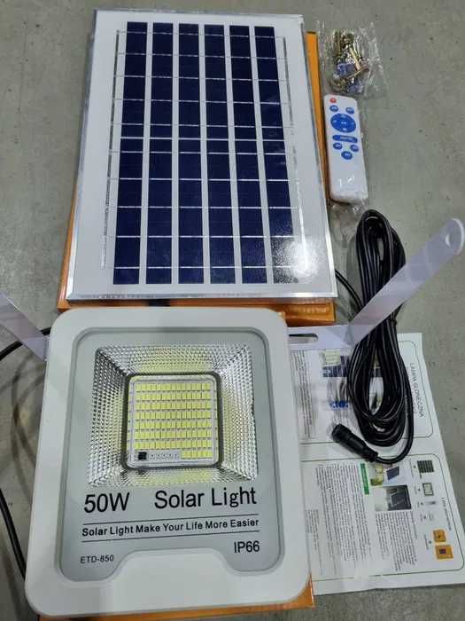 Naświetlacz lampa solarna VÖGLER GmBh 50W, neutral, sensor zmierzchu