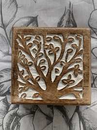 Szkatułka drewno skrzyneczka pudełko kasetka drzewo boho rustykalna