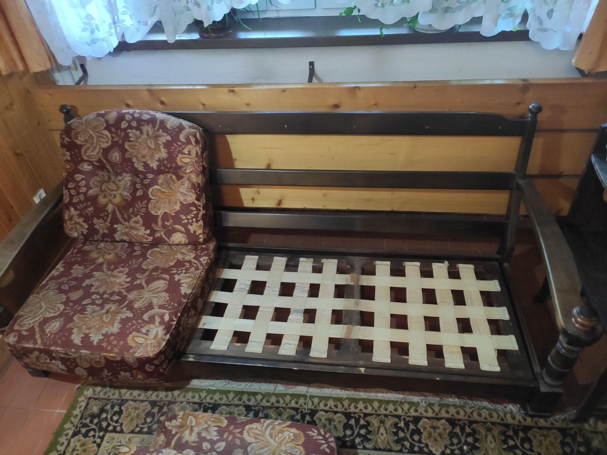 Kaplet wypoczynkowy Mieszko PRL 3 fotele 2 stoliki  kanapa  lite drewn