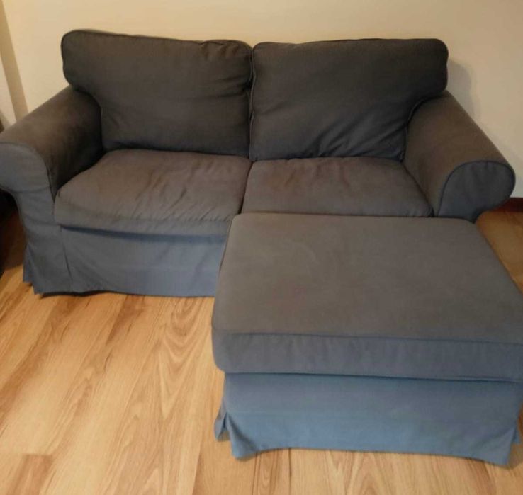 IKEA EKTORP zestaw: sofa, fotel, podnóżek, 2-letni, zadbany, -60%