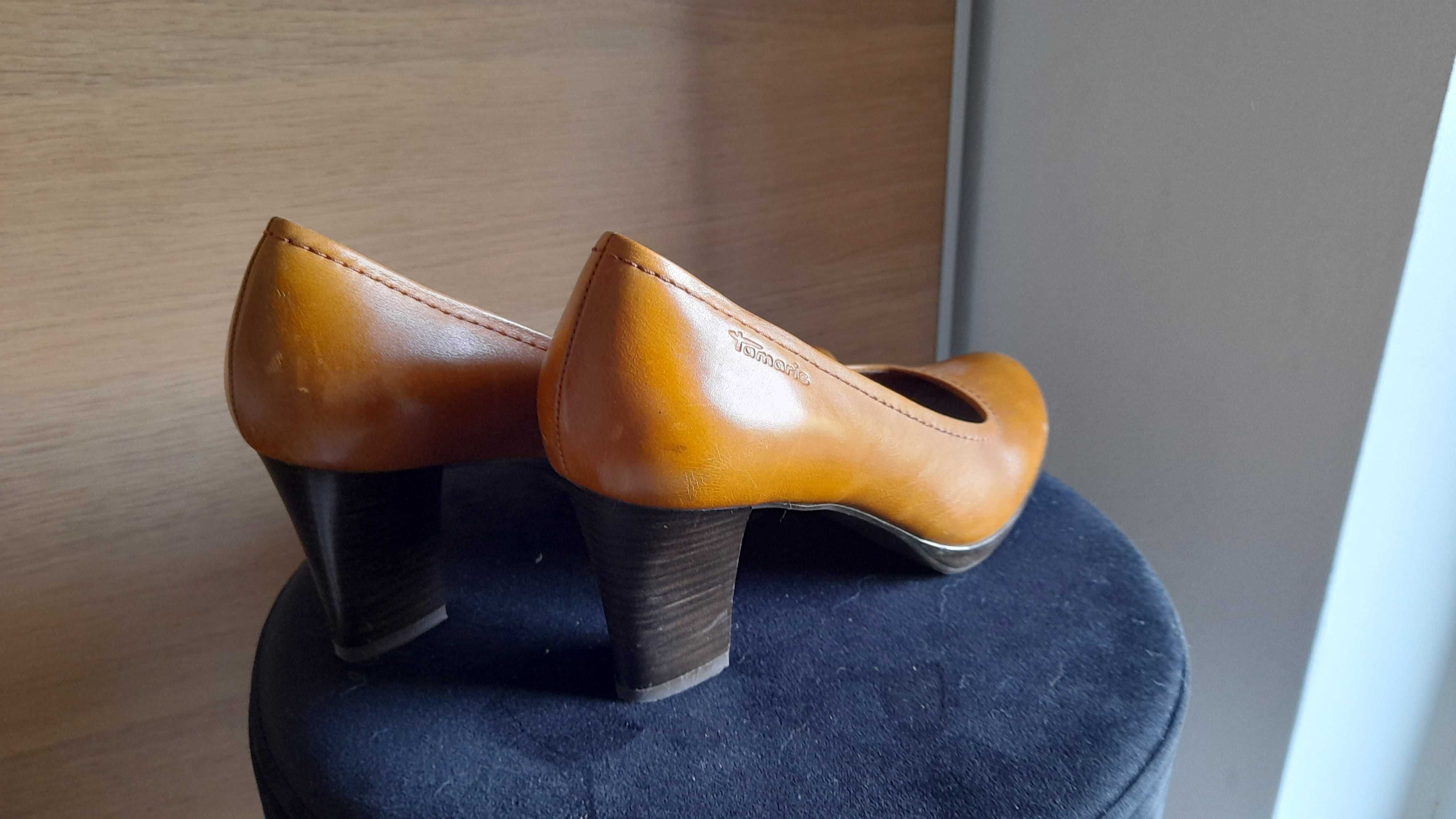 Eleganckie buty na obcasie, skóra naturalna Tamaris r.39