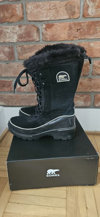 Buty kozaki śniegowce sorel 38 czarne ocieplane damskie dla dziewczynk