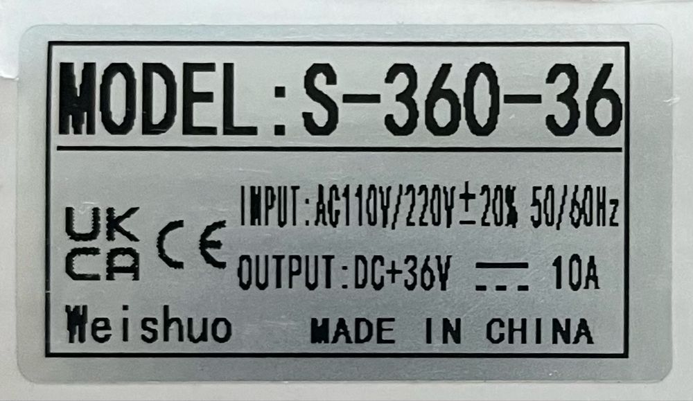 Uniwersalny zasilacz impulsowy 36V 10A 360W model S-360-36