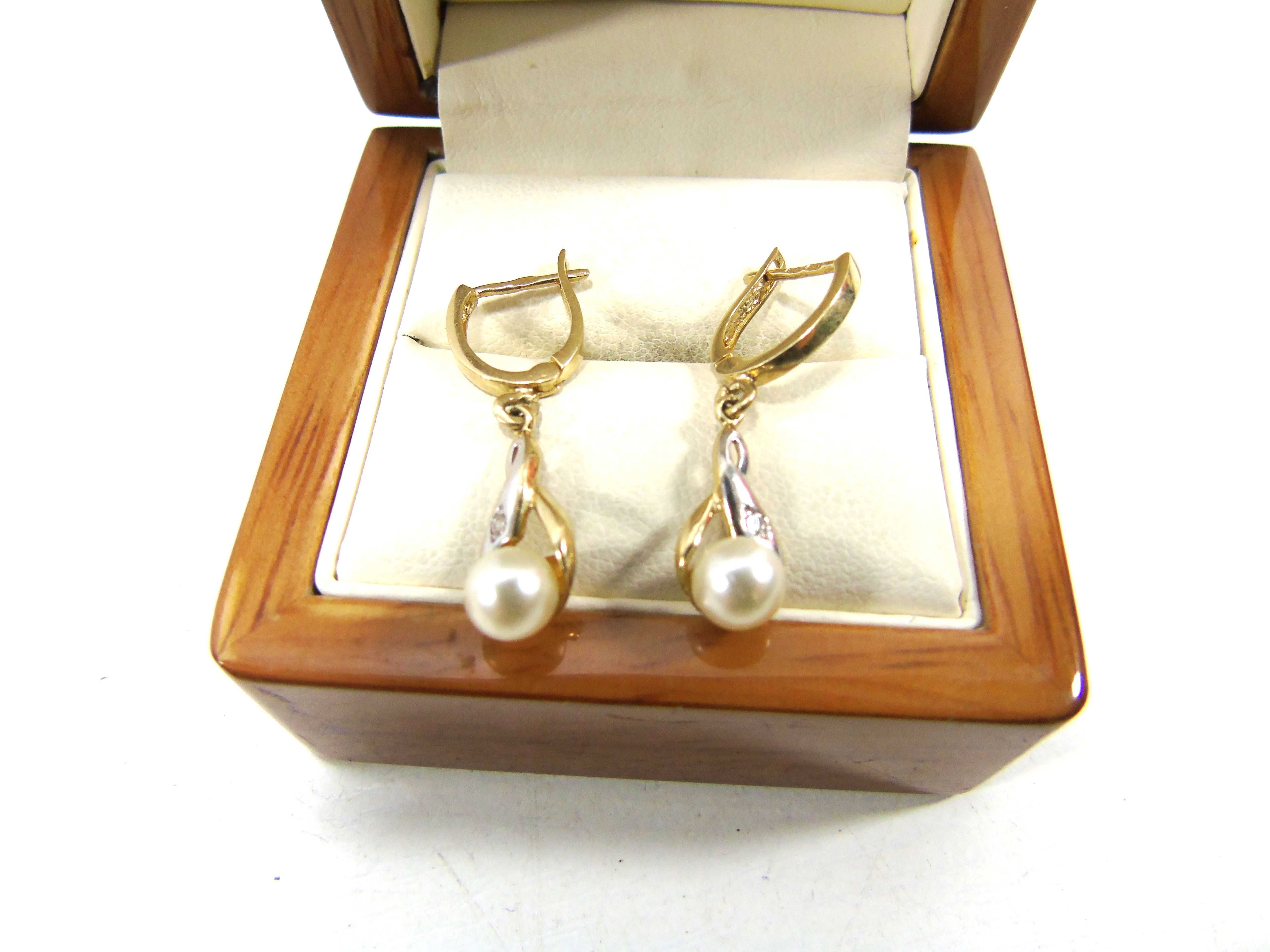 Perłowe Złote kolczyki PR.585 w.3,03g Lombard Żuromin Loombard