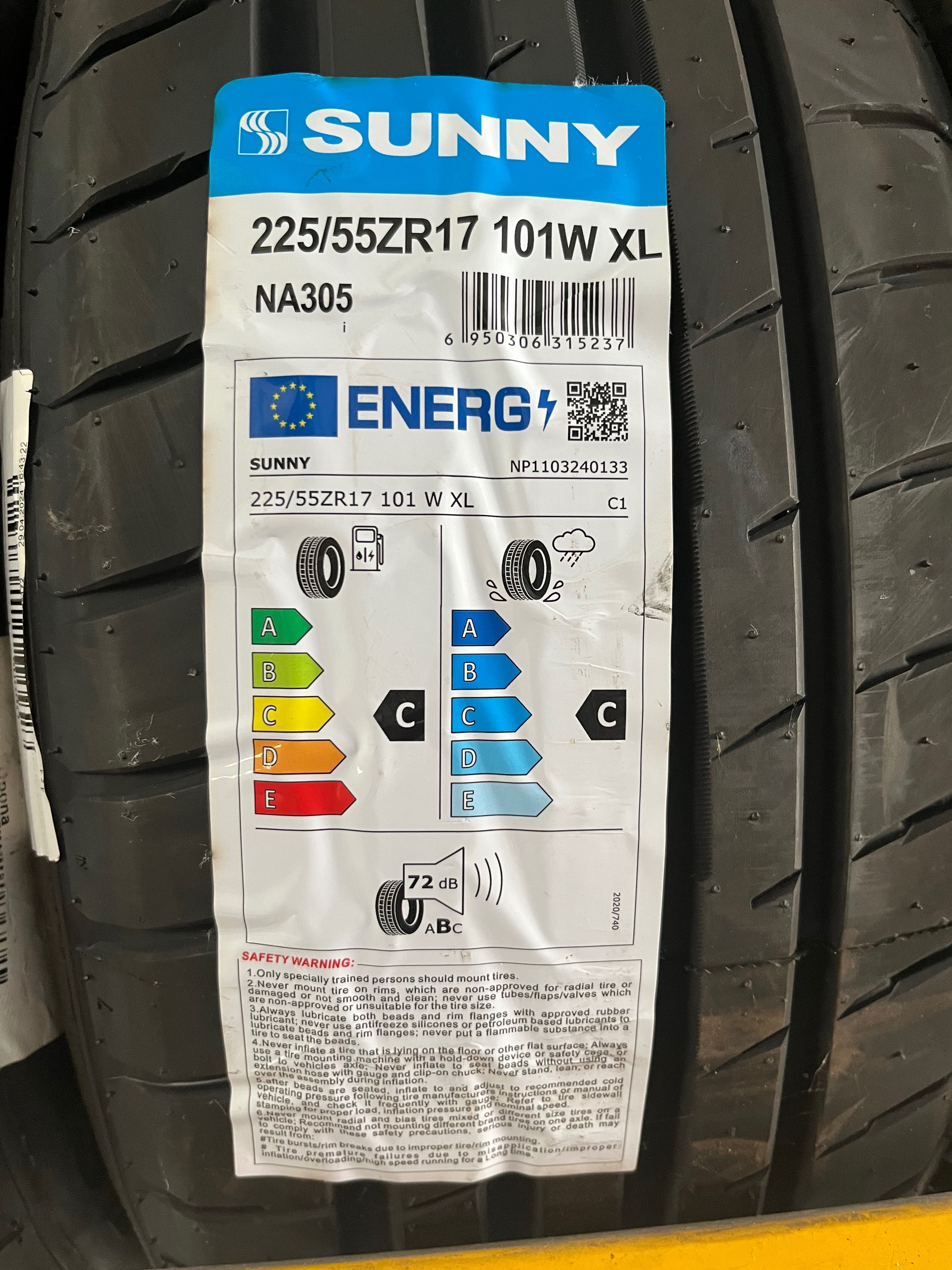 4x opona 225/55R17 SUNNY