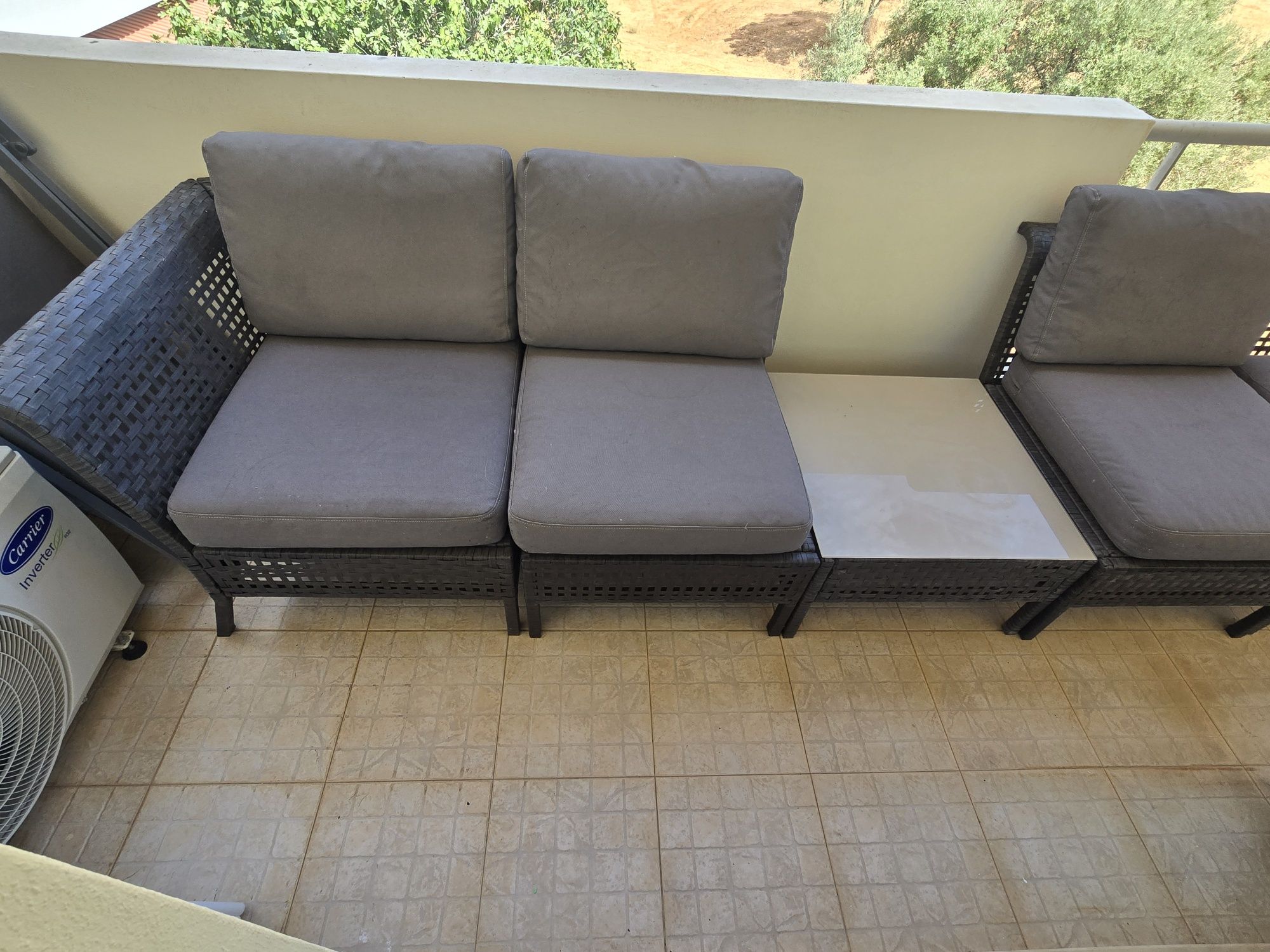 Conjunto sofás exterior + mesa de centro