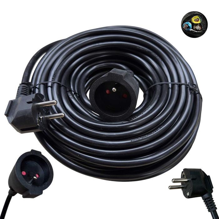 PRZEDŁUŻACZ budowlany, ogrodowy 30m 3X2,5 mm Gruby