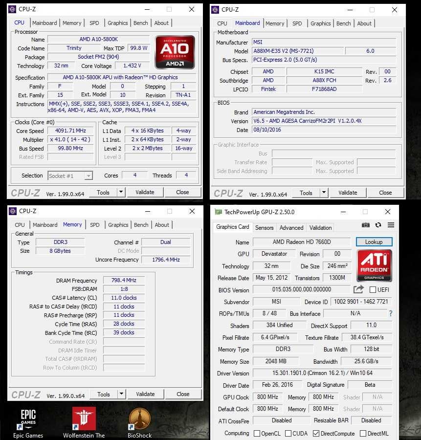 Komputer stacjonarny AMD A10-5800K 4x4.1GHz, 8GB DDR3, grafika 2GB