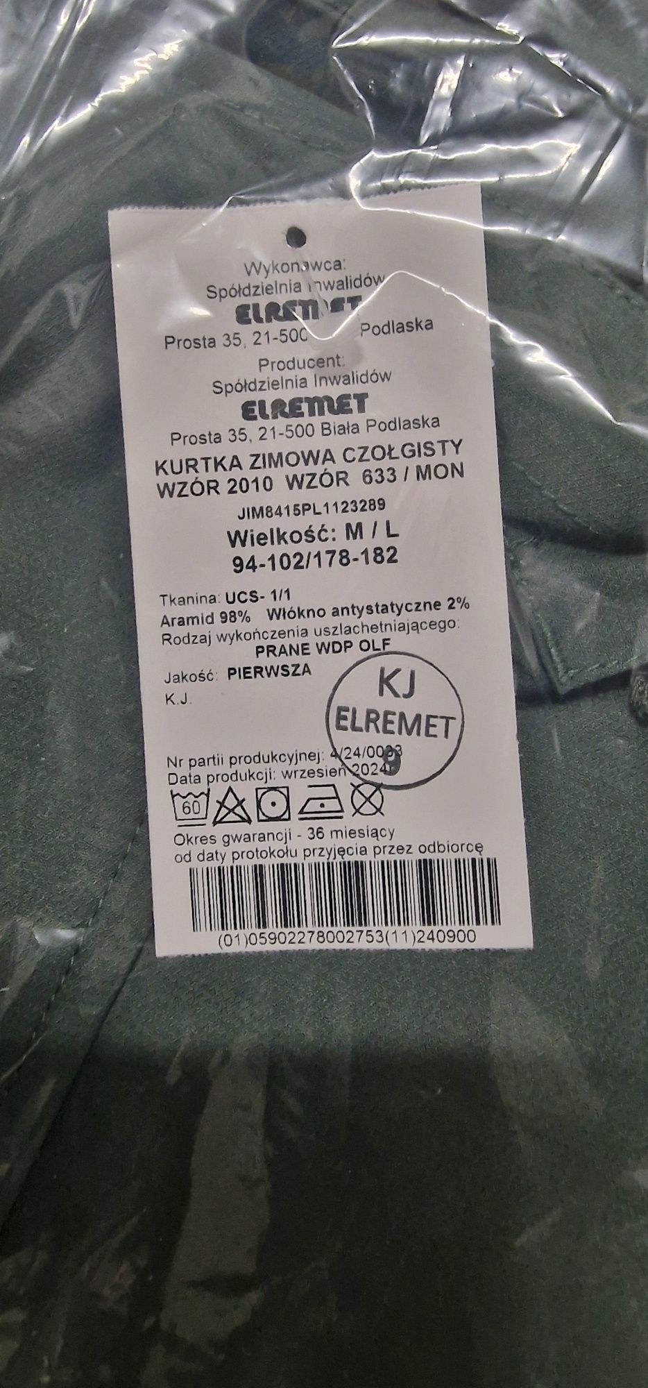 Kurtka zimowa czołgisty 633/MON M/L