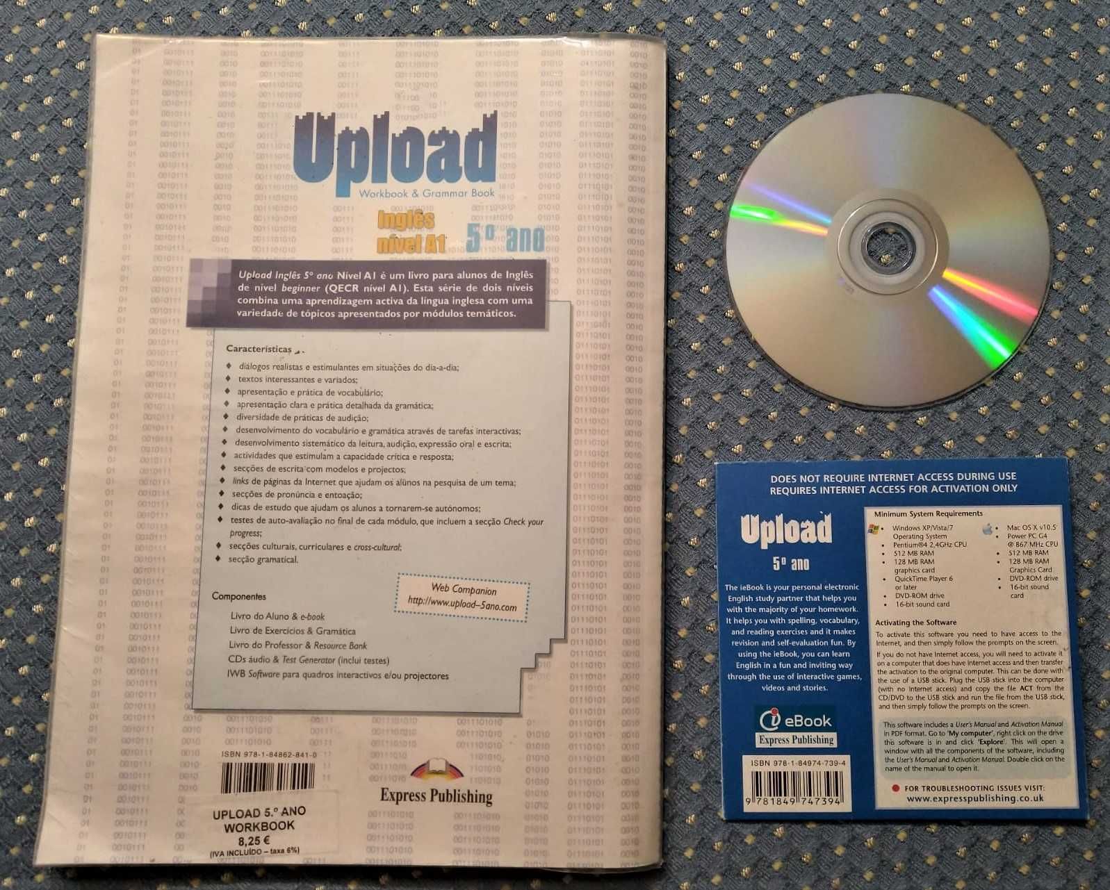 "Upload Inglês 5º Ano" Workbook & Grammar Book + eBook - Ótimo Estado!