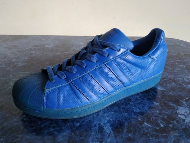 Кожанные синие кроссовки Adidas Superstar 42 оригинал сникерсы кеды