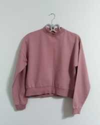 różowy sweter oversize półgolf
