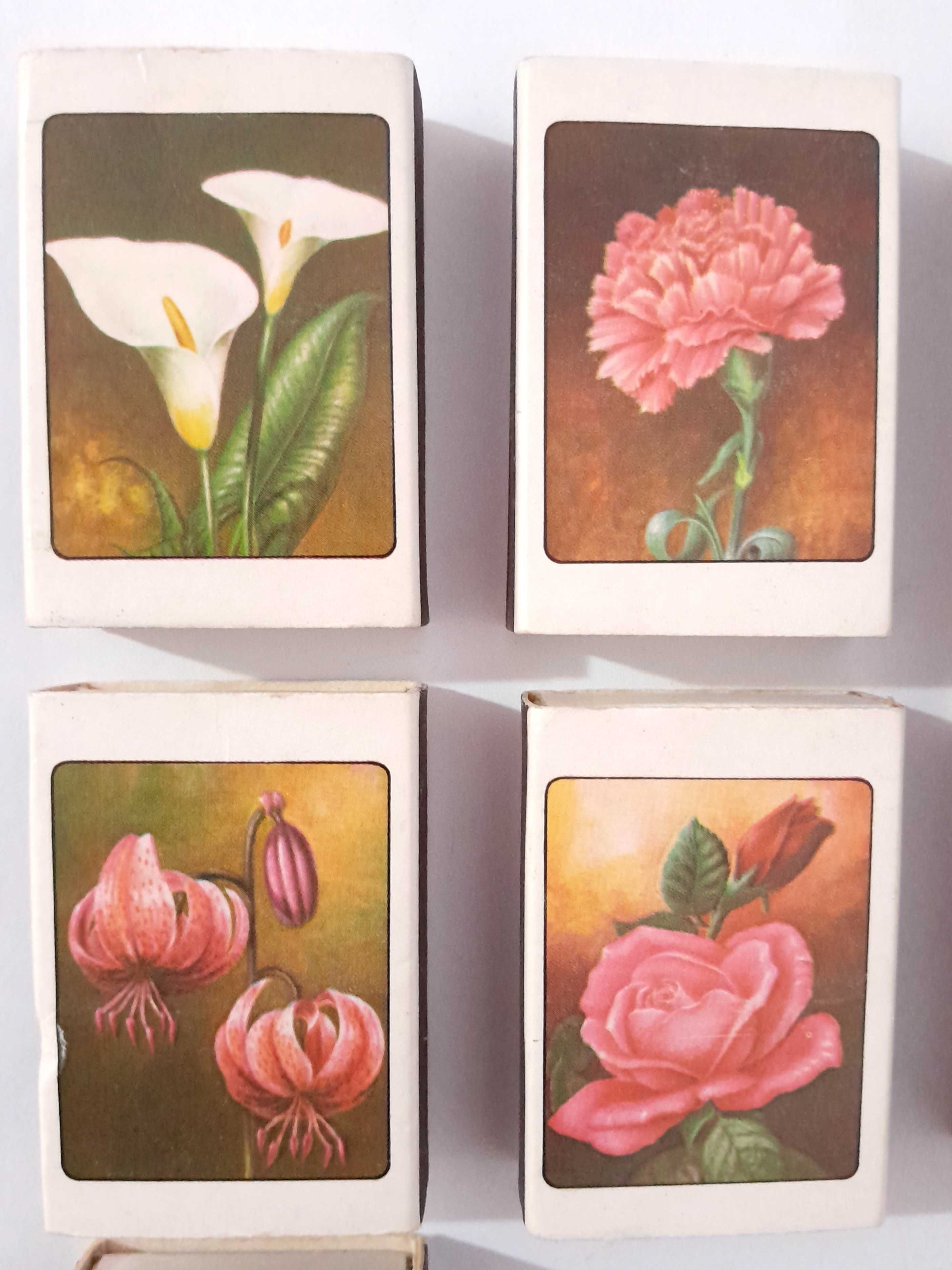 6 Caixas de fósforos antigas com flores