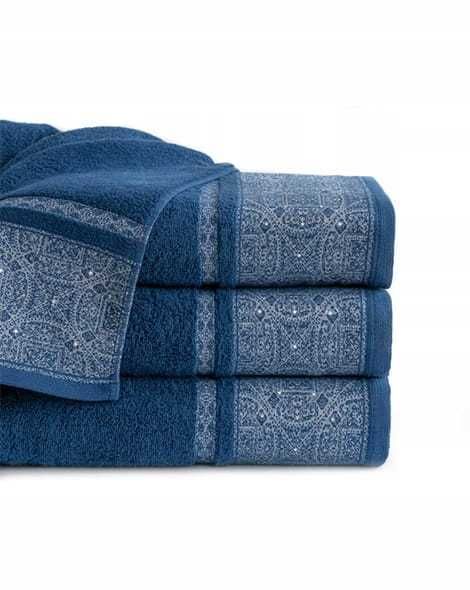 Ręcznik łazienkowy kąpielowy Sofia Glamour Kryształki 70x140 granatowy