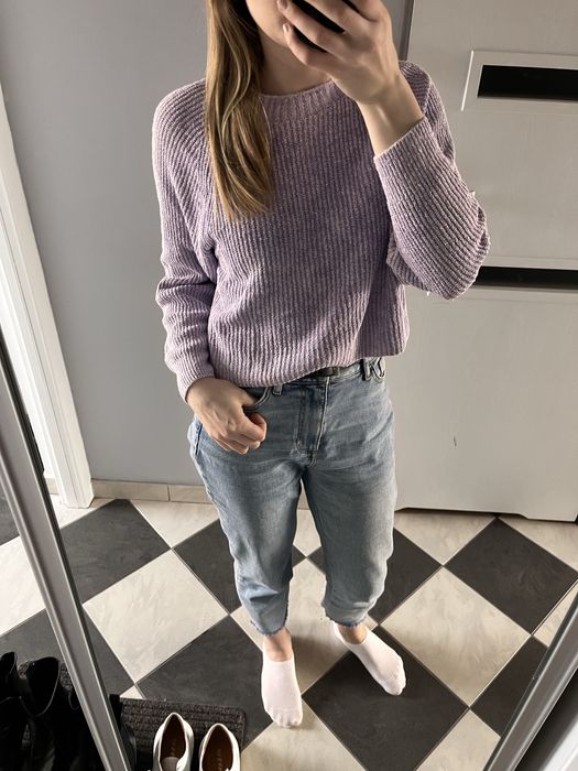 Sweter damski wrzosowy/jasnofioletowy XS-S