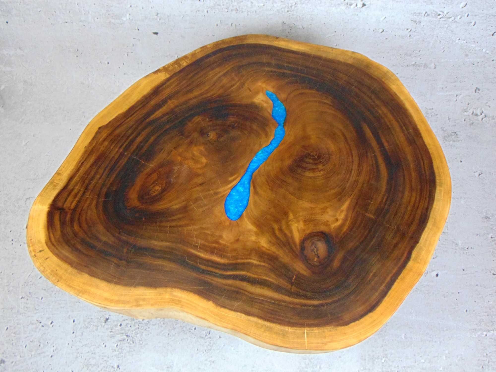 Stolik kawowy stół 120 cm drewno egzotyczne suar żywica