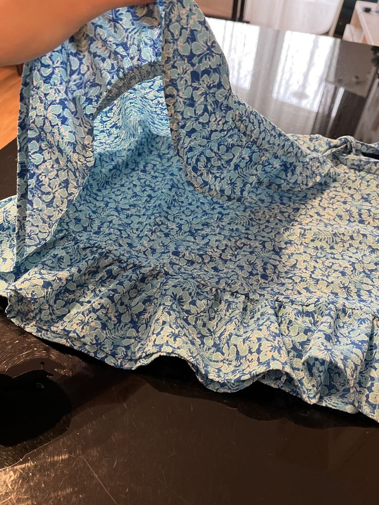 Nowa spódnica New Yorker XS-S błękitna letnia kwiat z falbankami blue