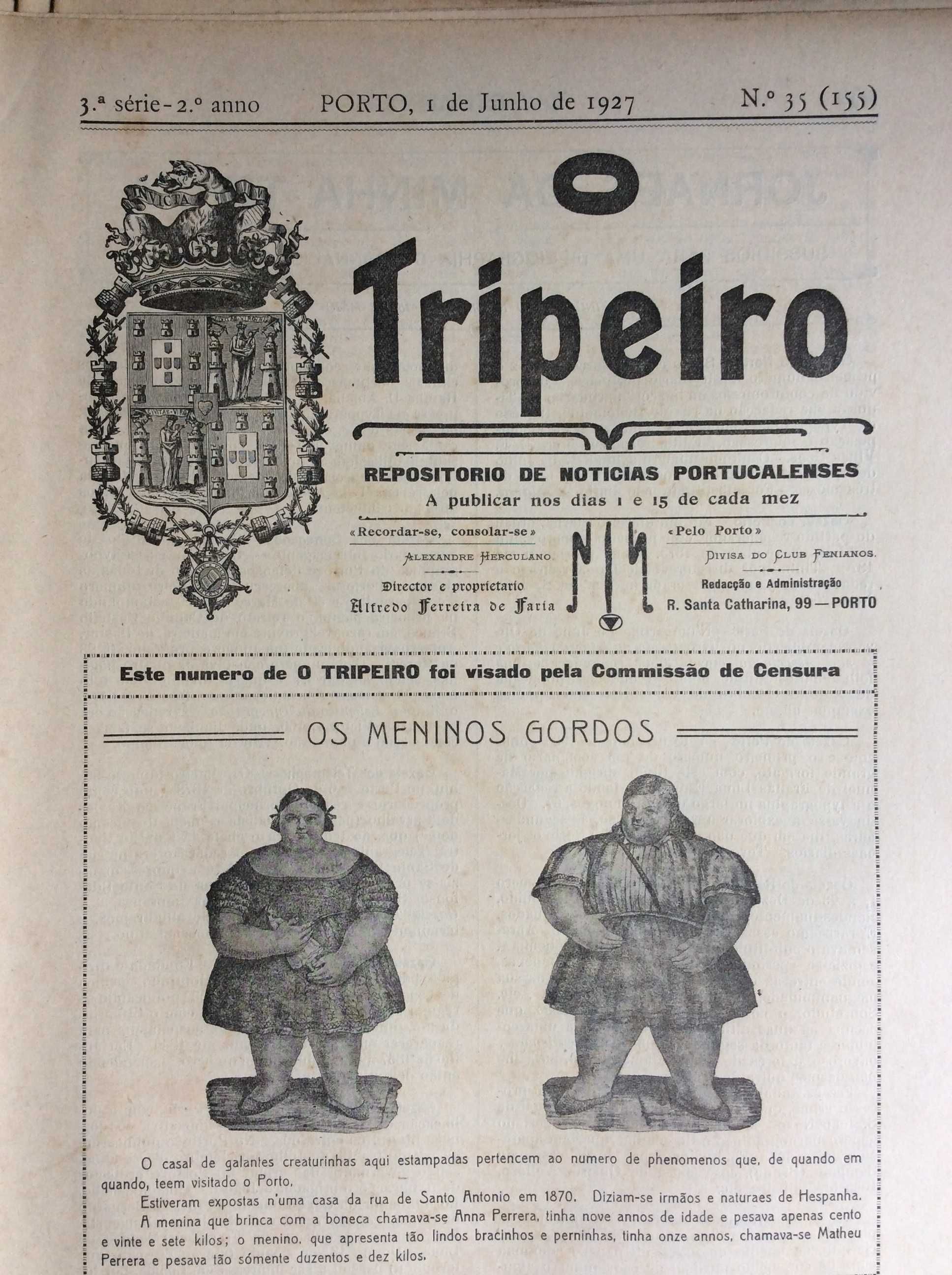 Histór. do Porto e arredores. O TRIPEIRO, 1927 completo, 24 unid.