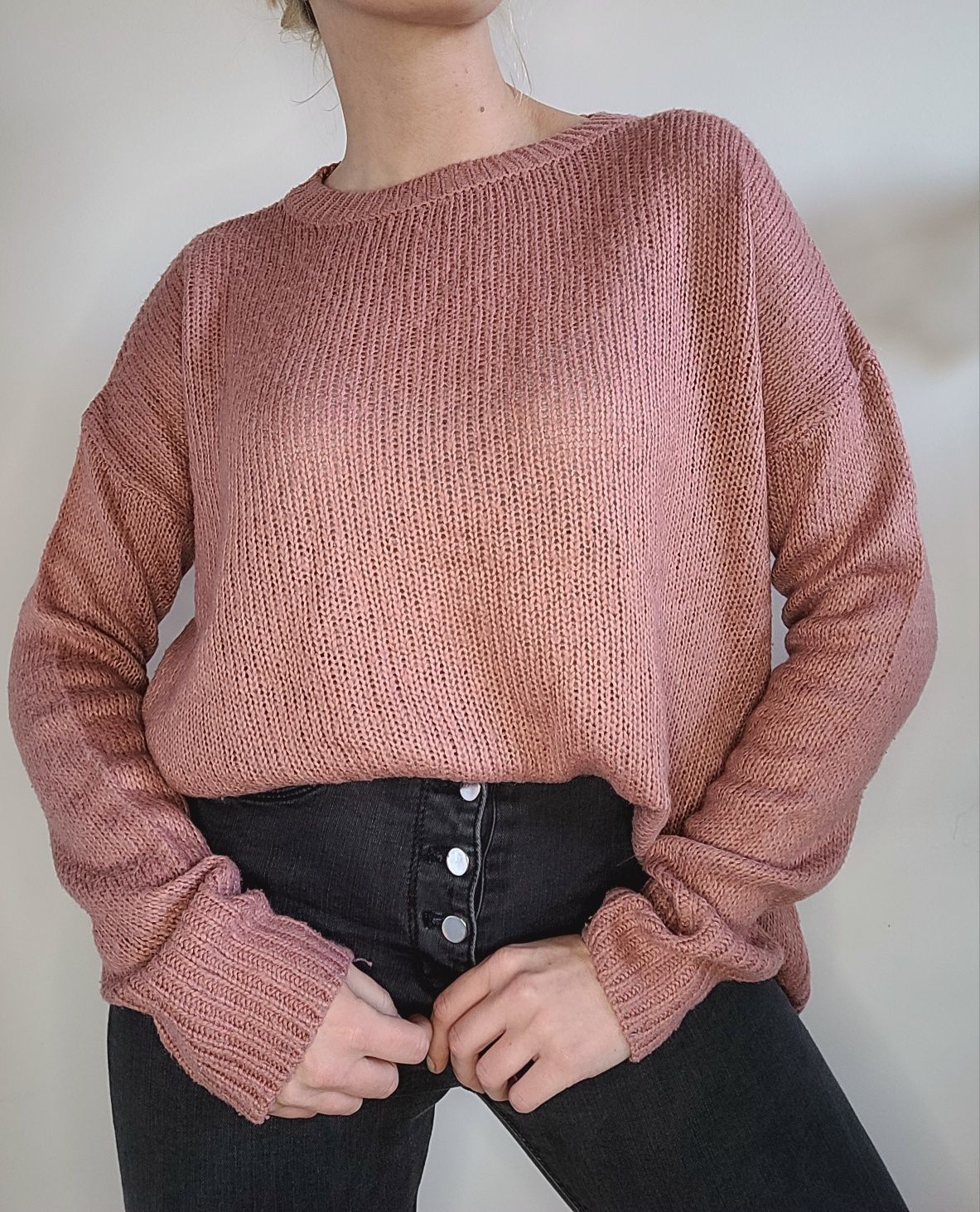Sweter oversize brudny róż New Look