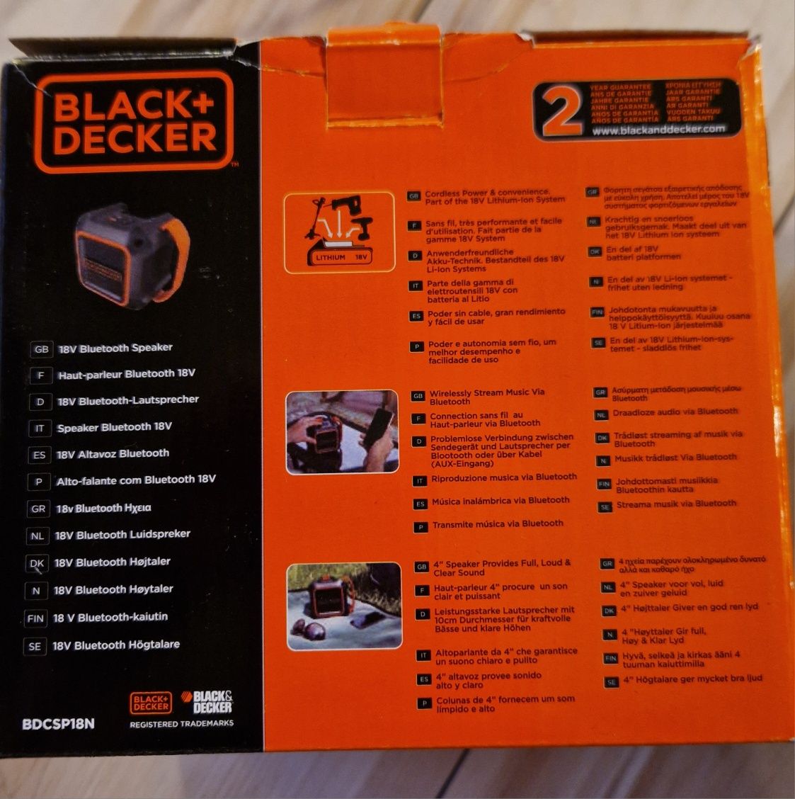 Zestaw Black+Decker głośnik bluetooth 18V + akumulator + ładowarka