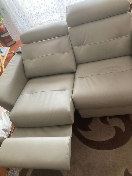 Sofá Eléctrico reclinável Faux Leather Bege automático 2 lugares