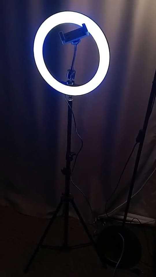 Лампа 36см кільцева RGB LED БУ штатив тримач телефону павер телефон