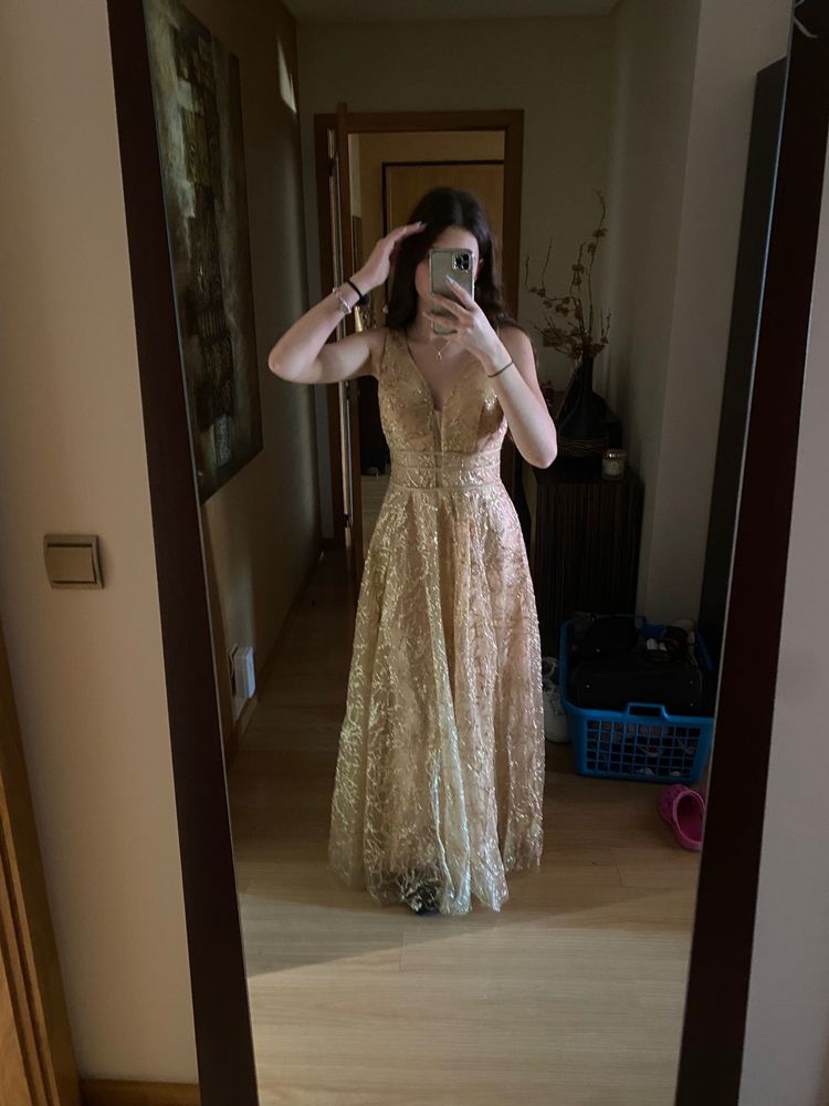 Vestido de Cerimónia Dourado - S