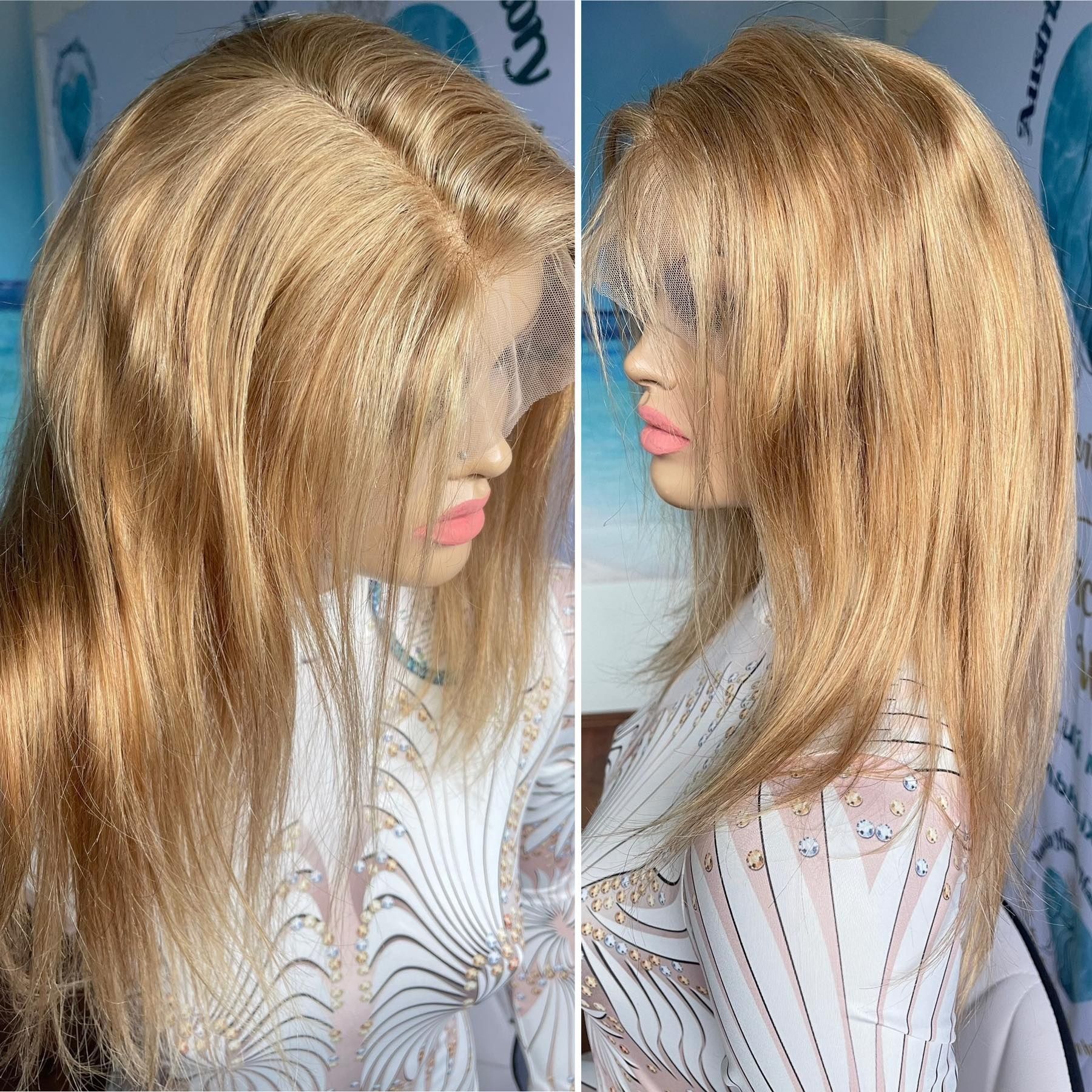Натуральный парик имитация кожи славянские волосы золото блонд