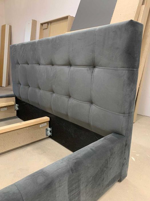 Łóżko Sypialniane Tapicerowane PALERMO Ze Stelażem Piękny Zagłówek