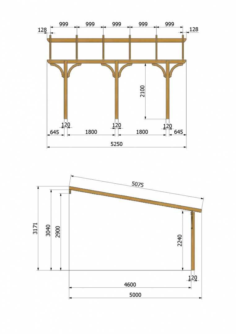 Zadaszenie tarasu, wiata, carport, garaż, konstrukcja 500 x 525 cm
