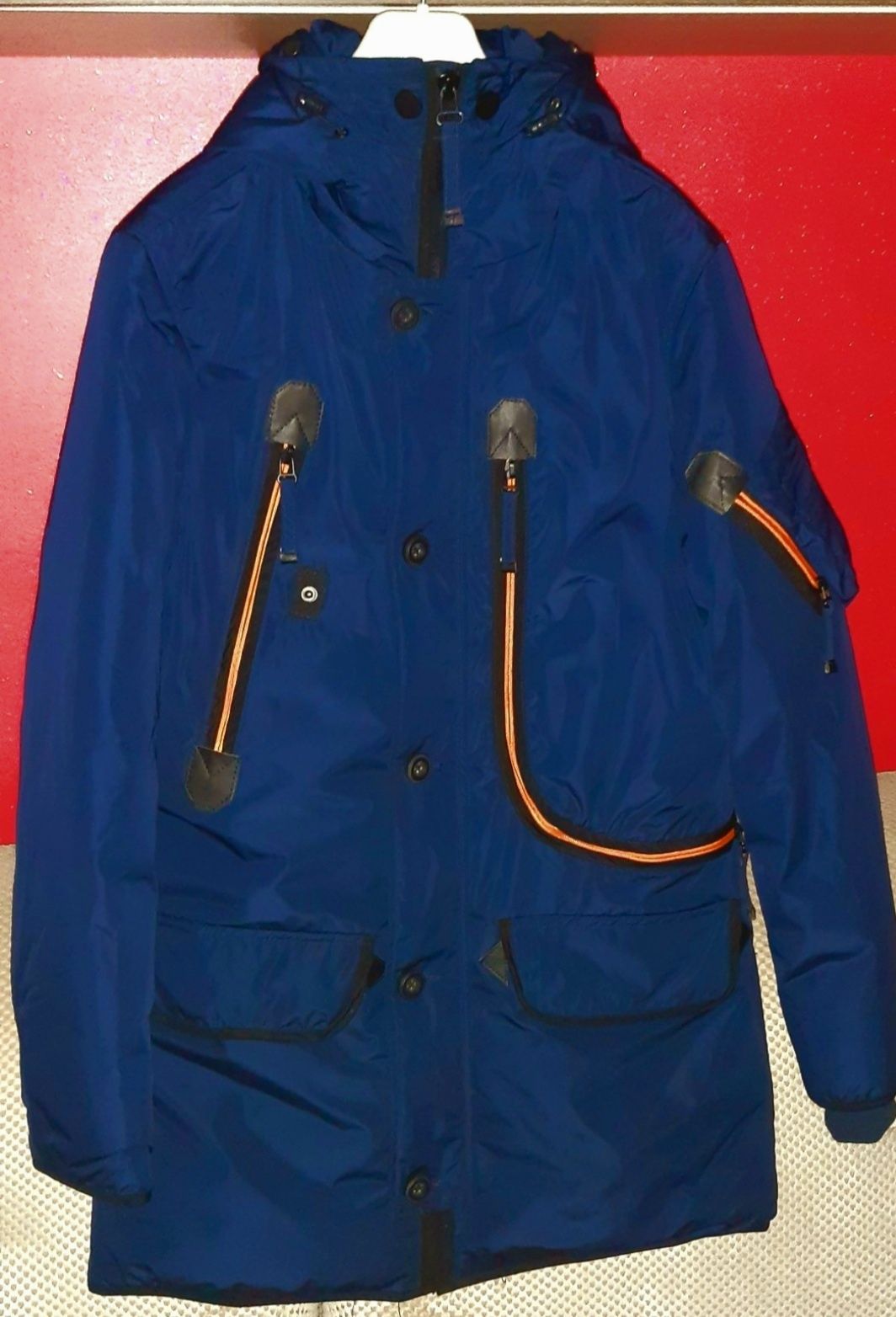 NOWA męska kurtka parka zimowa, granatowa, r.S/M