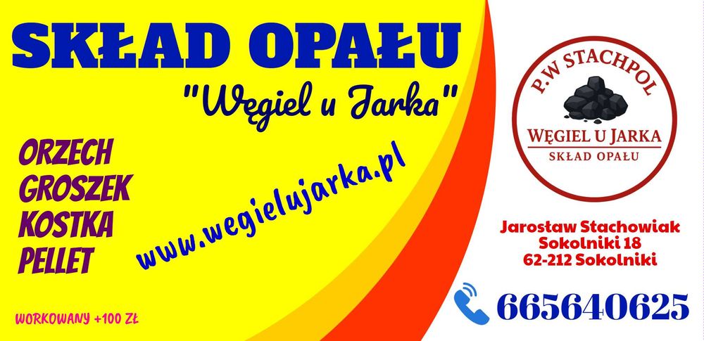 Węgiel Skład opału. Orzech Kostka Groszek Komir Pellet Drewno