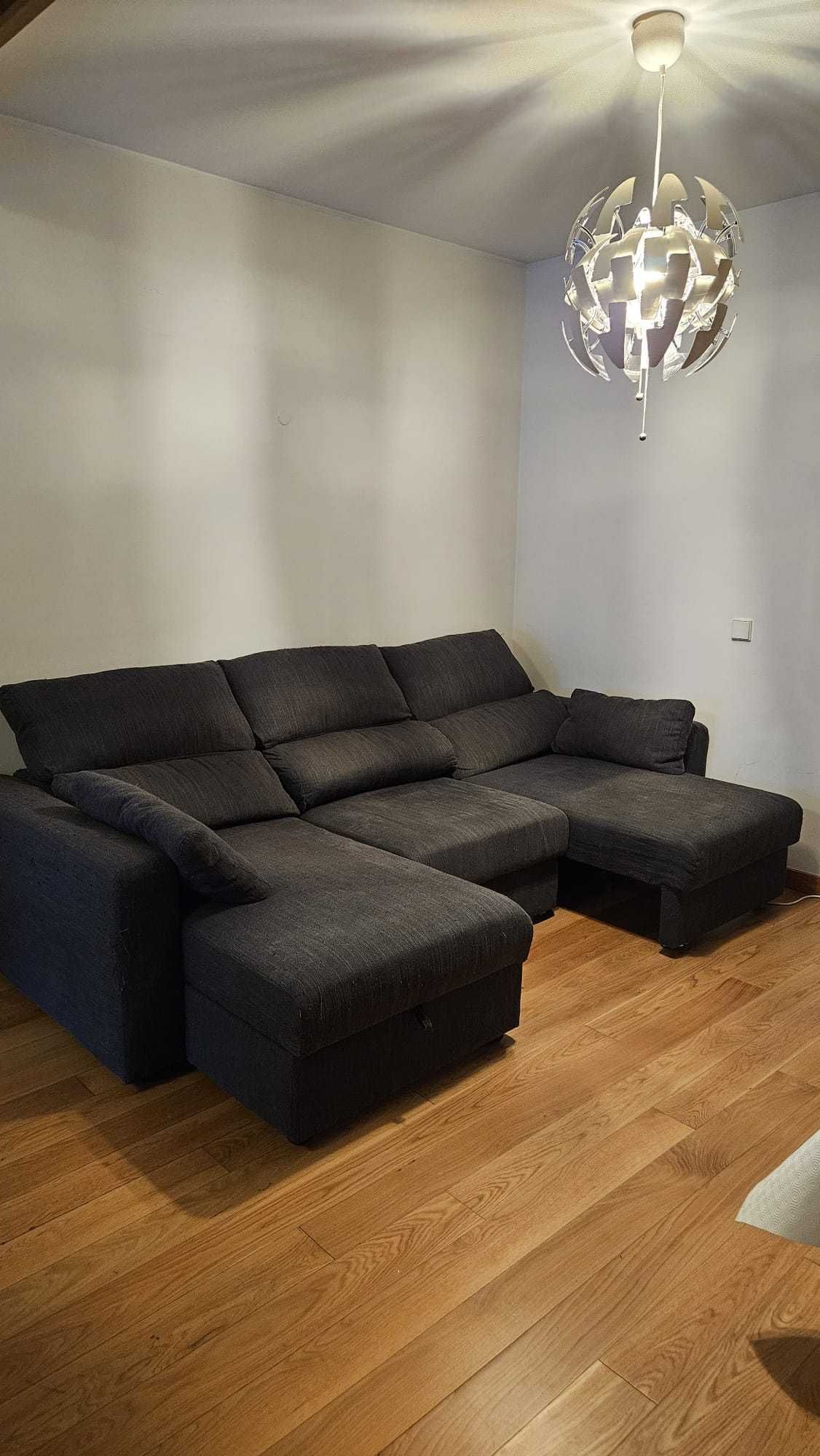 Sofá-cama de 3 lugares com chaise longue