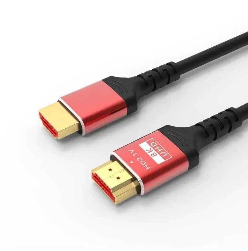 Kabel 2x HDMI 2.1 przesył danych do 8K o długości 1m czerwone końcówki