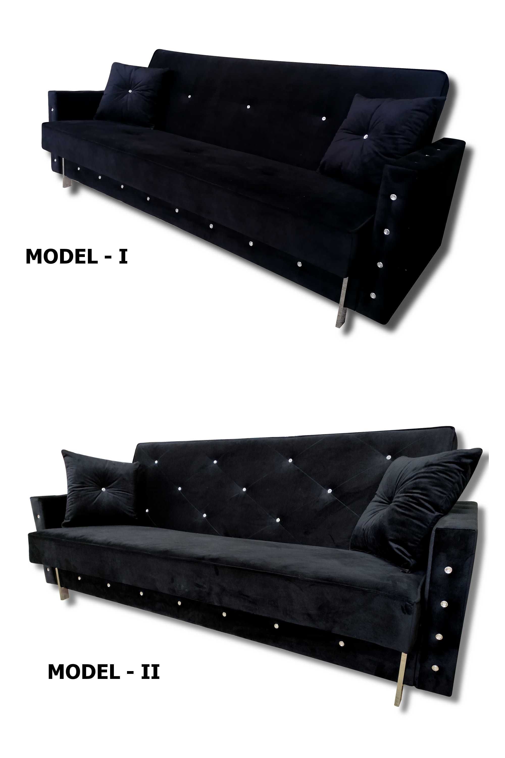 Sofa Kanapa rozkładan Glamour funkcja spania pojemnik kryształWERSALKA