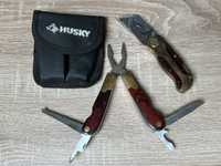 HUSKY: składane szczypce + nóż z blokadą + pokrowiec.