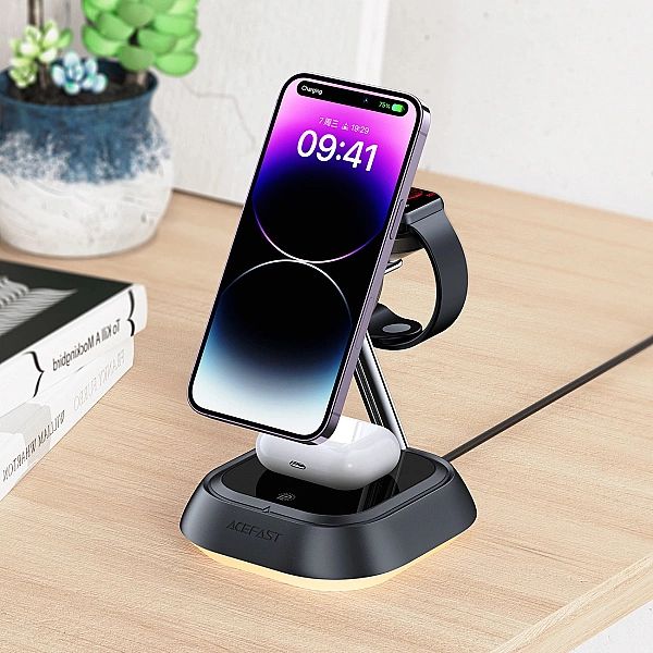 Stacja ładująca indukcyjna 3w1 Acefast E16/15W do telefonu / słuchawek