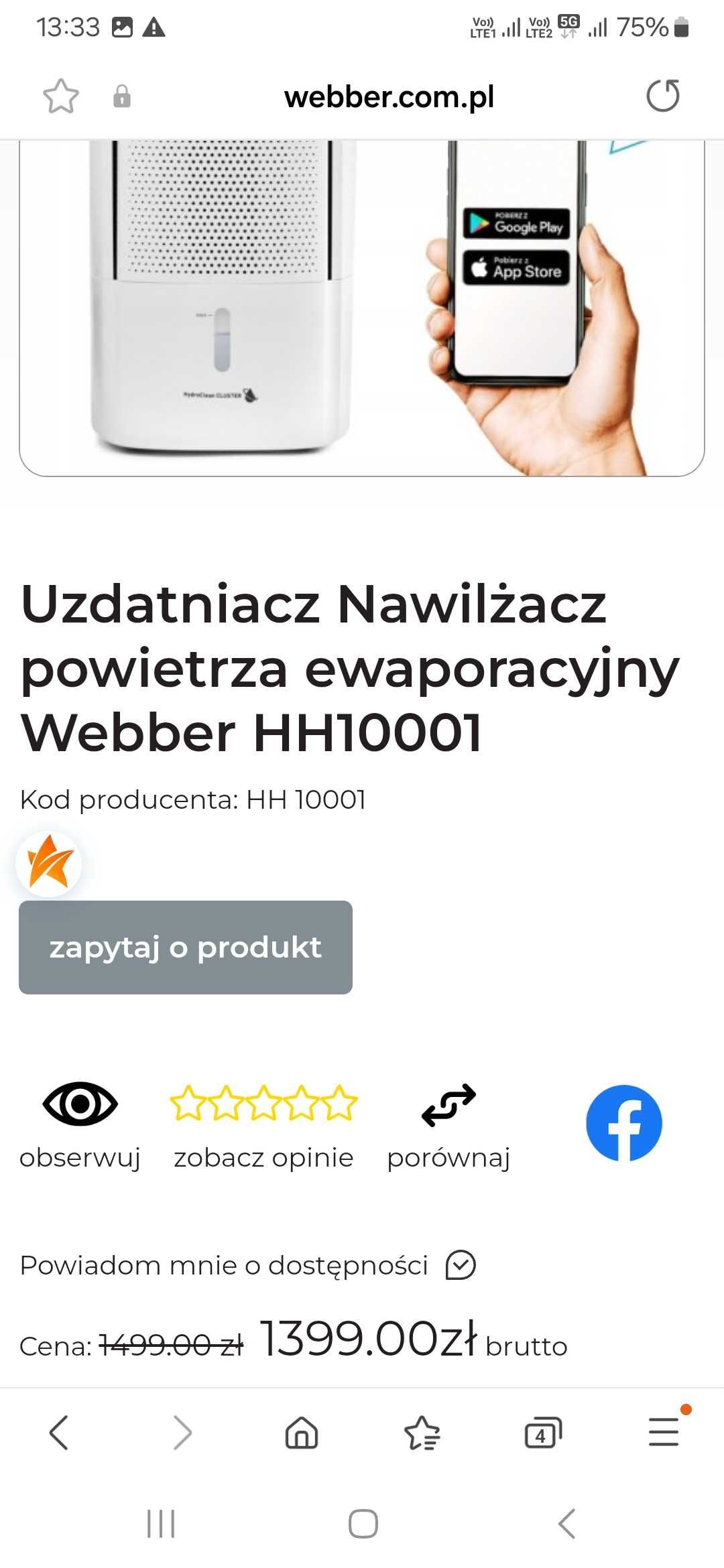 Nawilżacz powietrza Webber HH10001