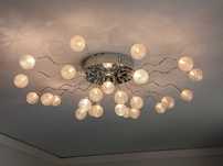 Candeeiro de Teto Sala Estar Jantar Cromado Grande Luz